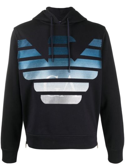 Armani Emporio Embroidered Logo Hoodie Herren Schwarz | 2RI59NUY