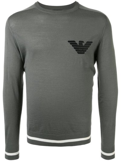 Armani Emporio Embroidered Logo Jumper Herren Grau | 5AV9RG4N