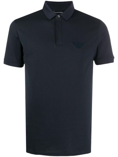 Armani Emporio Embroidered Logo Polo Hemd Herren Blau | 7EII9Q7S