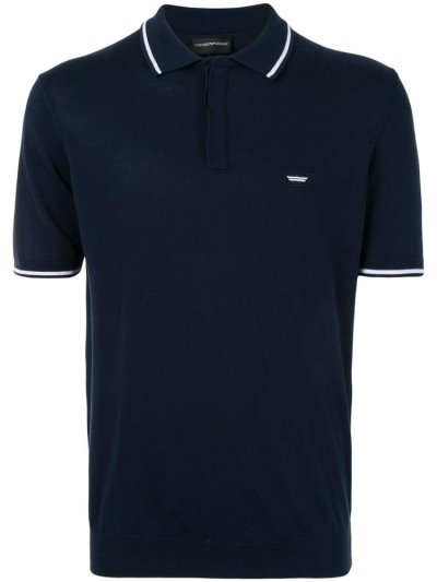 Armani Emporio Embroidered Logo Polo Hemd Herren Blau | DHVQYBQE