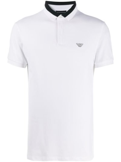 Armani Emporio Embroidered Logo Polo Hemd Herren Weiß | OCXPZK89