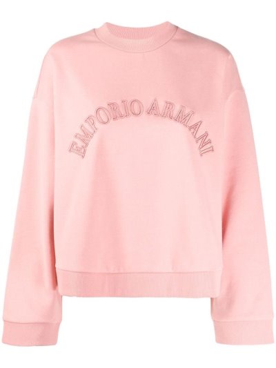 Armani Emporio Embroidered Logo Sweatshirts Damen Rosa | 3GJJDEVT