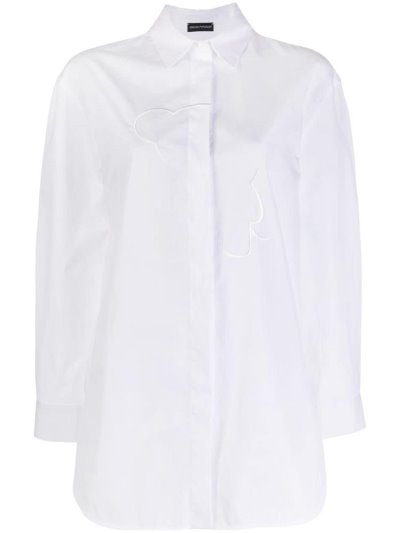 Armani Emporio Embroidered Long Sleeve Hemd Damen Weiß | XA54ZLVR