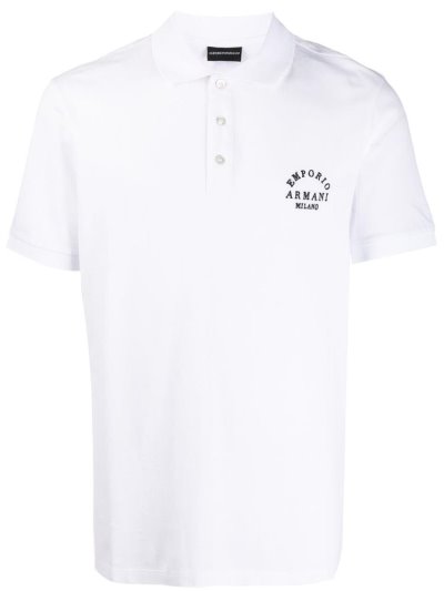 Armani Emporio Embroidered Polo Hemd Herren Weiß | V9DKX53Q
