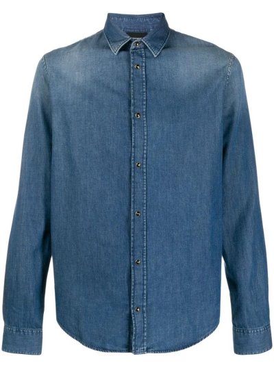Armani Emporio Faded Denim Hemd Herren Blau | 6Z4V7QRY