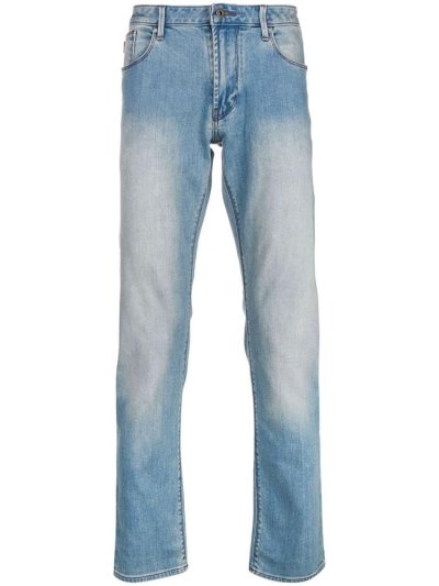 Armani Emporio Faded Straight Leg Jeans Herren Blau | V1EOO4O8
