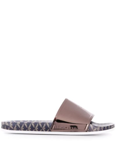 Armani Emporio Flag Logo Badelatschen Damen Silber | BDOJGEUL