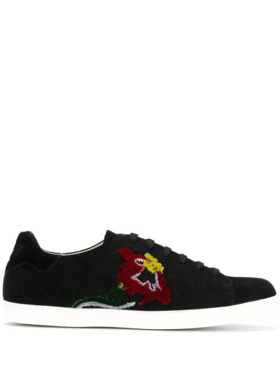 Armani Emporio Flower Embroidered Sneakers Damen Schwarz | 2J7085AP