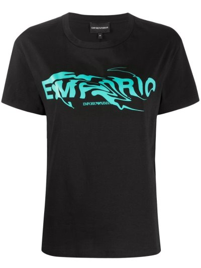 Armani Emporio Fluid Logo Print Bomberjacke Damen Schwarz | K4UKHV22