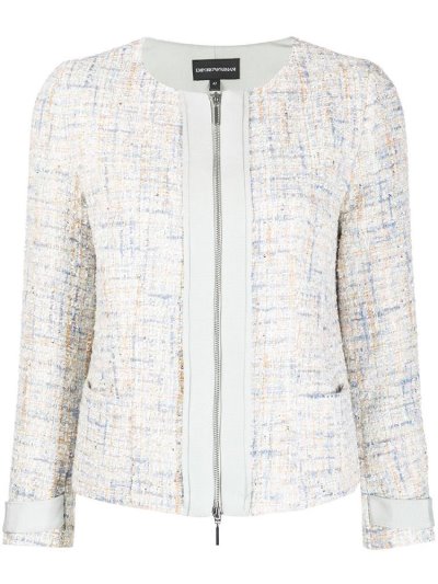 Armani Emporio Formal Tweed Embellished Jacke Damen Blau | NBEGIB5K