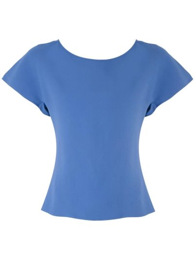 Armani Emporio Frilled Kurzes Sleeve Bluse Damen Blau | QMTVO3D8