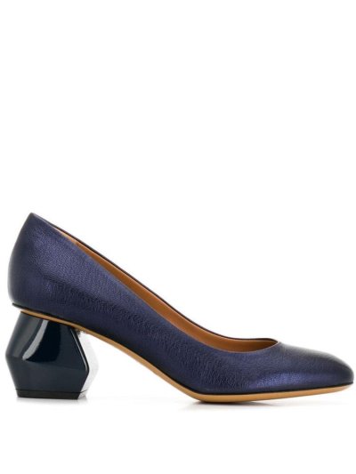 Armani Emporio Geometric Heel Pumps Damen Blau | C32WSIOB