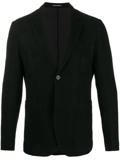 Armani Emporio Geometric Knit Blazer Herren Schwarz | F13QGAJO