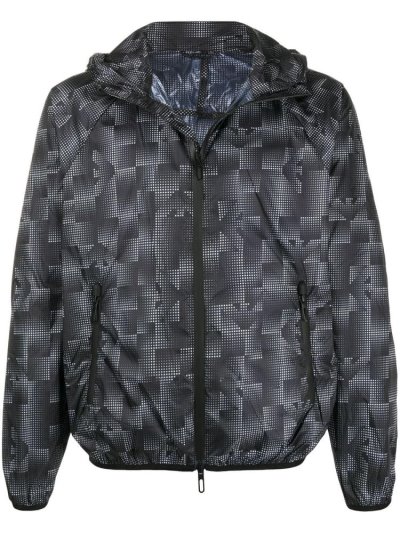 Armani Emporio Geometric Logo Print Jacke Herren Schwarz | 01M5FRQX