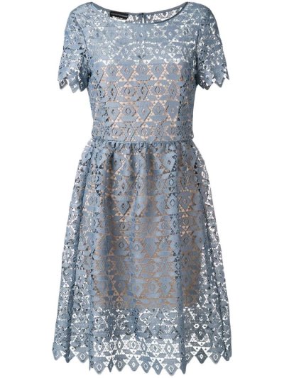 Armani Emporio Geometric Macramé Kleider Damen Blau | BRTHQQOH