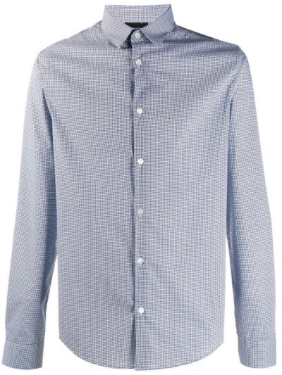 Armani Emporio Geometric Print Hemd Herren Blau | 8U6NPB0I