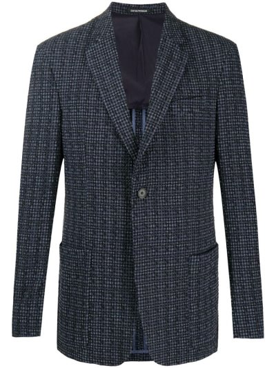 Armani Emporio Gingham Check Blazer Herren Blau Schwarz | EQOUG0JI