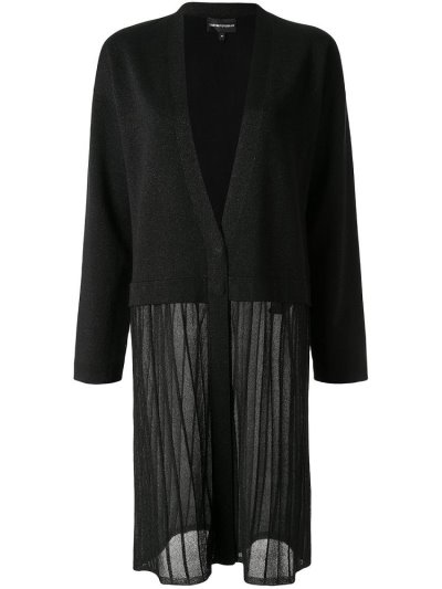 Armani Emporio Glitter Detail Contrast Panel Strickjacke Damen Schwarz | UW1QN9WH