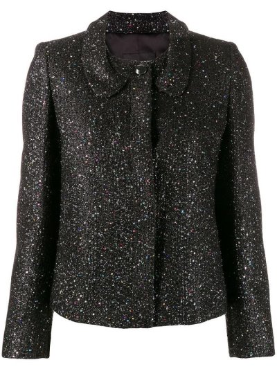 Armani Emporio Glitter Fitted Jacke Damen Schwarz | 4NT9LOFK