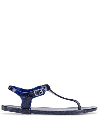 Armani Emporio Glittered Y Front Sandalen Damen Blau | FF45C337