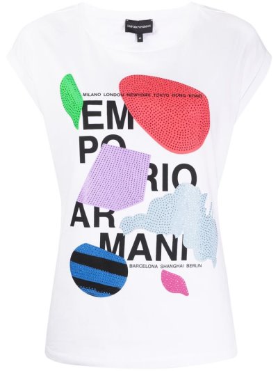 Armani Emporio Graphic Print Bomberjacke Damen Weiß | Q7VKRIF3