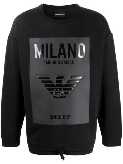 Armani Emporio Graphic Print Crew Neck Sweatshirts Herren Schwarz | CF551UQK