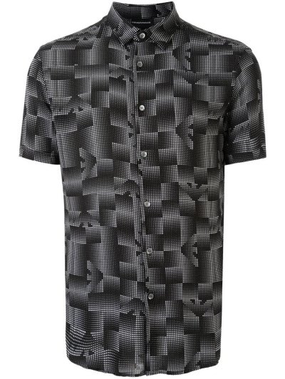 Armani Emporio Graphic Print Hemd Herren Schwarz Weiß | D1BVCKZS