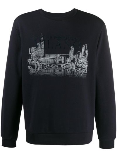 Armani Emporio Graphic Printed Sweatshirts Herren Blau | 8UT4JXS9