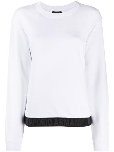 Armani Emporio Hem Logo Knit Jumper Damen Weiß | S8TLZGOU