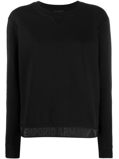 Armani Emporio Hem Logo Knit Jumper Damen Schwarz | WXQA6CDP