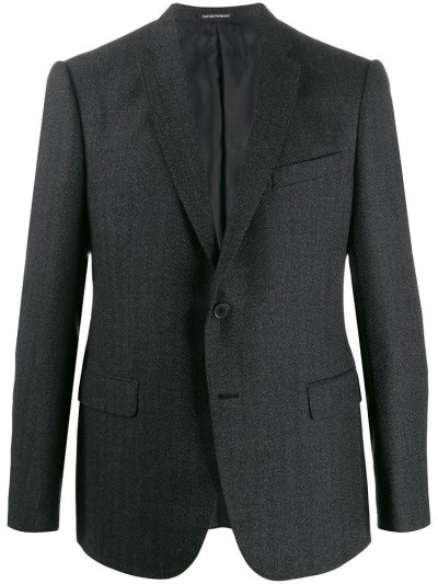 Armani Emporio Herringbone Print Blazer Herren Grau | KUCZUAE4