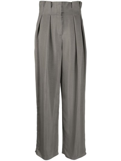 Armani Emporio High Rise Paperbag Hose Damen Grau | U62UGXJB