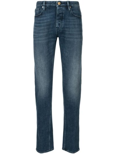 Armani Emporio High Rise Slim Fit Faded Effect Jeans Herren Blau | 4BPK2UII