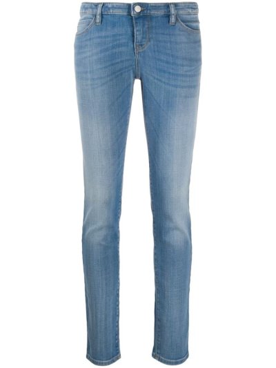 Armani Emporio High Rise Straight Leg Stonewashed Jeans Damen Blau | ROUCYF81