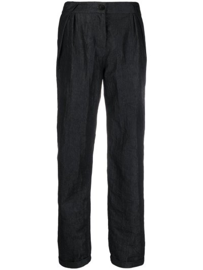 Armani Emporio High Waisted Crinkled Hose Damen Blau | 2E18JHQP