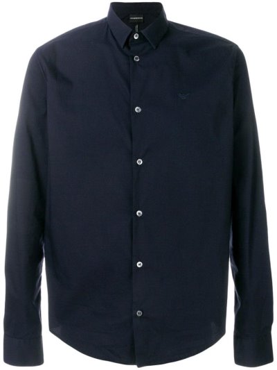 Armani Emporio Klassische Button Down Hemd Herren Blau | PD3D3ALC