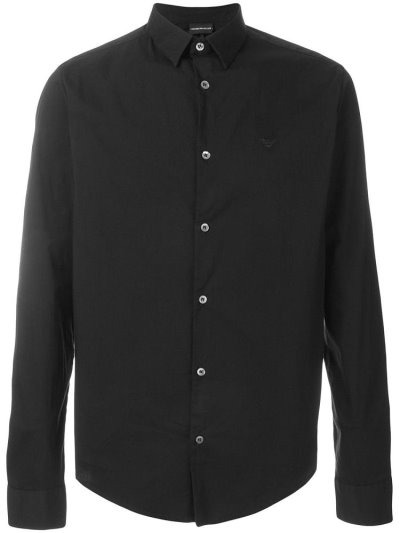 Armani Emporio Klassische Button Down Hemd Herren Schwarz | WN5FDDLO