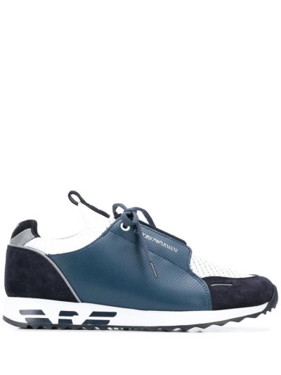 Armani Emporio Knit Insert Low Top Sneakers Herren Blau | SMXS13AD