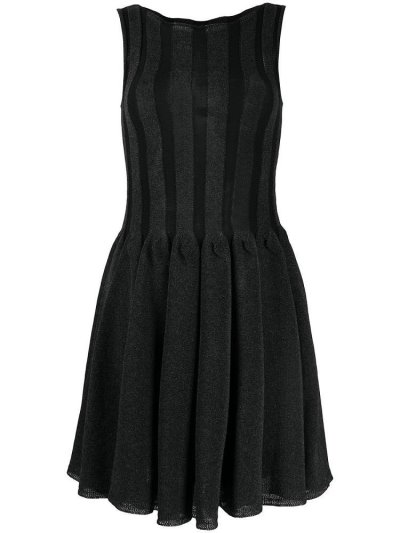Armani Emporio Knitted Pleated Kleider Damen Schwarz | ZS30SHIW