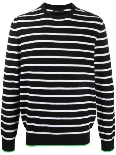 Armani Emporio Knitted Stripe Jumper Herren Schwarz | U8YLU9Y6