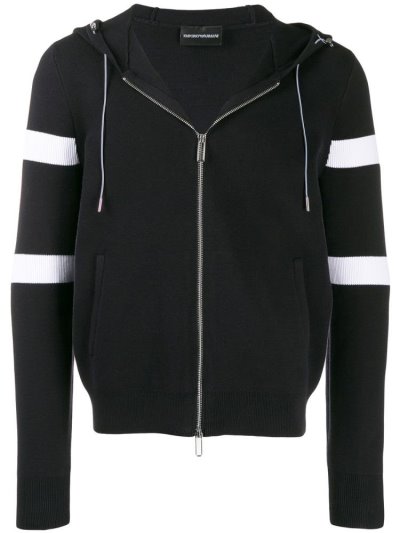Armani Emporio Knitted Striped Hoodie Herren Blau | 5GWJSBP4