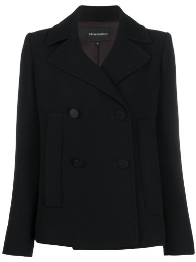 Armani Emporio Kurzes Double Breasted Jacke Damen Schwarz | 9CG5XHTS