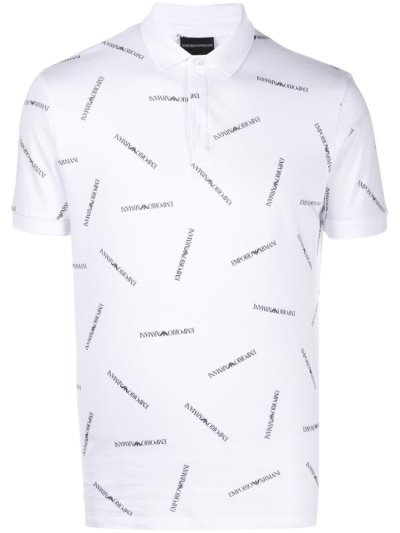 Armani Emporio Kurzes Sleeve Logo Print Polo Hemd Herren Weiß | MT3AKGKK