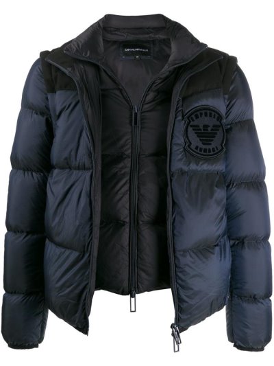 Armani Emporio Layered Down Jackets Jacke Herren Blau | GF8PL7WQ