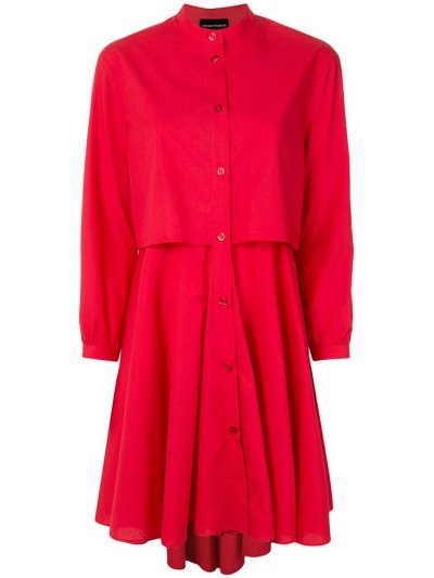 Armani Emporio Layered Shirt Kleider Kleider Damen Rot | H3ENF44A