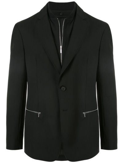 Armani Emporio Layered Zipped Blazer Herren Schwarz | HYW8Q0PL