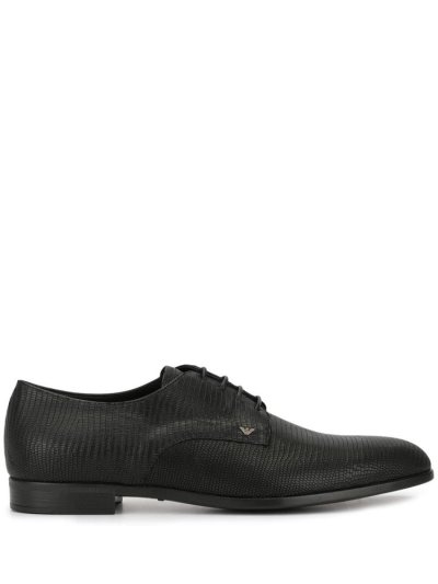 Armani Emporio Lizard Effect Derby Schuhe Herren Schwarz | 2AKEUMDX