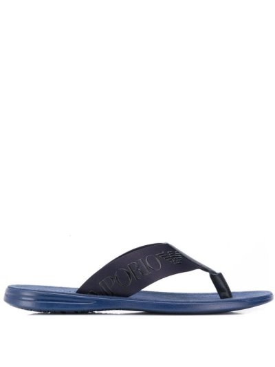 Armani Emporio Logo Bands Flip Flops Herren Blau | LQVS2AQ3
