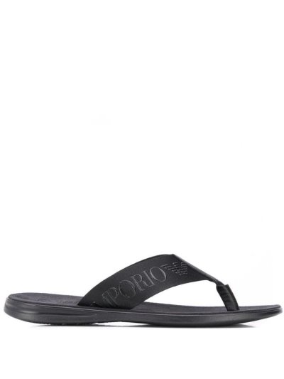 Armani Emporio Logo Bands Flip Flops Herren Schwarz | MUUOJ4E0
