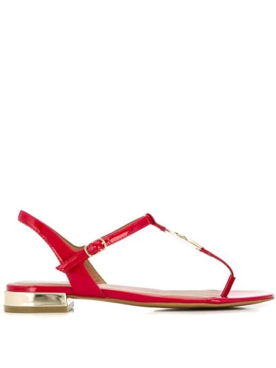 Armani Emporio Logo Charm Sandalen Damen Rot | FEMH5MNM